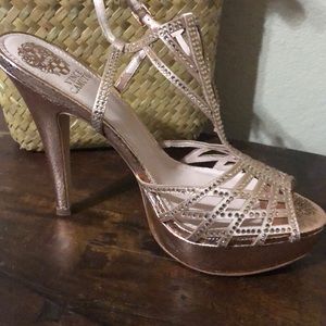 Vince Camuto Rhinestone metallic heels